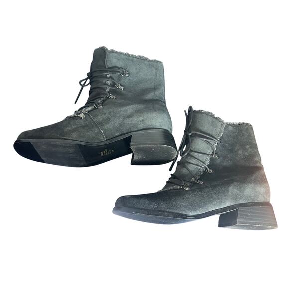 AJ Valenci Valencia black Suede Shearling Lace-Up Ankle Boots Women’s 8W wide - Picture 11 of 12